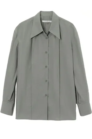 Low Classic Blouses & Shirts, Dames, Grijs, S, Katoen, Grijze Katoenen Shirt met Volumemouwen