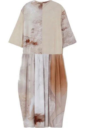Low Classic Kleedjes, Dames, Veelkleurig, M, Polyester, Elegante Midi Jurk