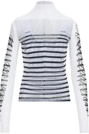 Jean Paul Gaultier Tops, Dames, Veelkleurig, S, Polyester, Gedrukte Mesh Longsleeve Top