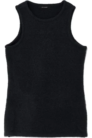 Low Classic Tops, Dames, Zwart, ONE Size, Wol, Roomwit Merino Wol Bouclé Gebreide Top