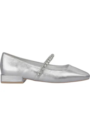 Alma en Pena Schoenen, Dames, Grijs, 40 EU, Leer, Ballerina met Strass Band