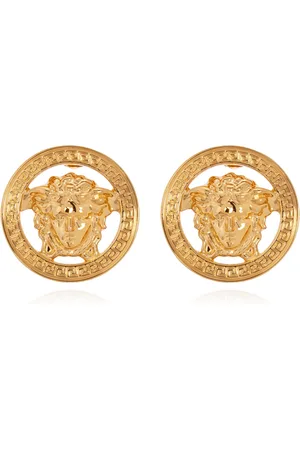 VERSACE Accessoires, Dames, Geel, ONE Size, Oorbellen met logo