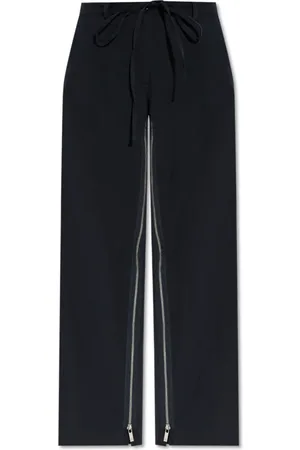 Helmut Lang Broeken, Dames, Blauw, L, Katoen, Broek met ritsen aan de benen