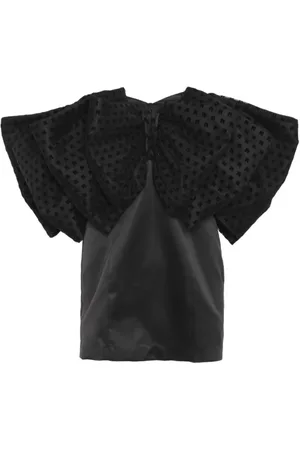 ROTATE Kleedjes, Dames, Zwart, S, Polyester, Natalie Velvet Ruffle Jurk