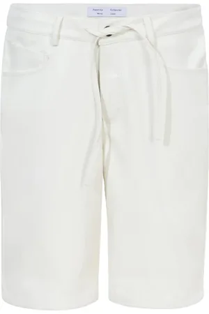 Proenza Schouler Korte broeken, Dames, Wit, M, Leer, Vegan Leren Midi Shorts