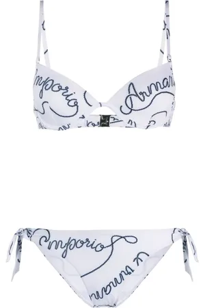 Emporio Armani Badkleding, Dames, Wit, S, Logomania-print Bikini Set