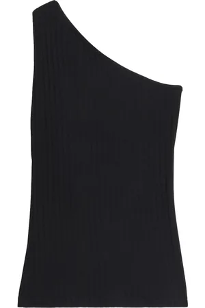 Rodebjer Tops, Dames, Zwart, L, Nylon, Asymmetrische Top met Wijde Uitsnede Achterkant