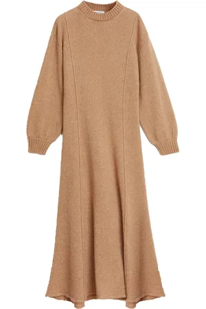 Rodebjer Kleedjes, Dames, Bruin, M, Wol, Merino Wol Jurk
