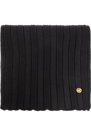 VERSACE Accessoires, Heren, Zwart, ONE Size, Wol, Wollen sjaal