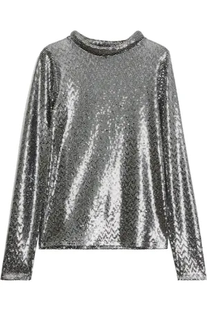 Rodebjer Tops, Dames, Grijs, S, Polyester, Disco Sparkle Top