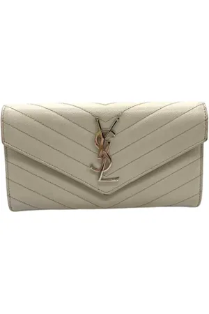 Saint Laurent Pre-owned, Dames, Wit, ONE Size, Leer, Tweedehands leren portemonnees