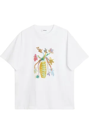 Soulland Tops, unisex, Wit, S/M, Katoen, Biologisch Katoen Bloemen T-shirt