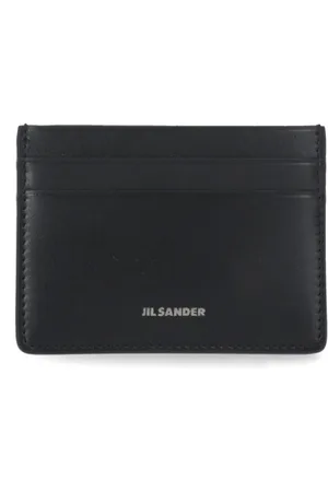 Jil Sander Accessoires, Heren, Zwart, ONE Size, Leer, Zwarte leren kaarthouder portemonnee