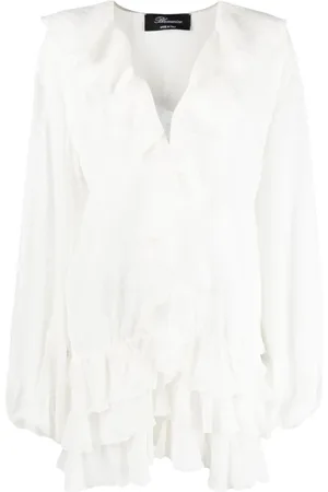 BLUMARINE Kleedjes, Dames, Wit, S, Jurk met ruches