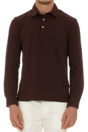 BALLANTYNE Tops, Heren, Bruin, L, Katoen, Katoenen polo met parelmoerknopen