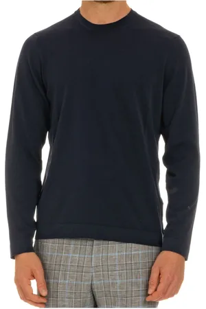 DRUMOHR Truien, Heren, Blauw, L, Katoen, Blauwe Katoenen Trui Lange Mouw