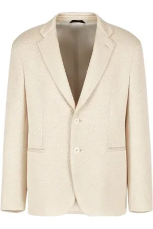 Giorgio Armani Jassen, Heren, , 2Xl, Ivoor Zijden Jas Mesh Effect