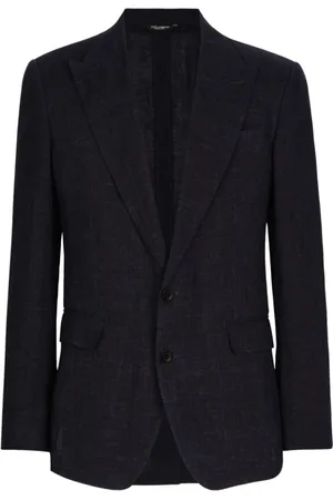 Dolce & Gabbana Jassen, Heren, Blauw, L, Katoen, Blauwe Jassen Peak Revers Knoopsluiting
