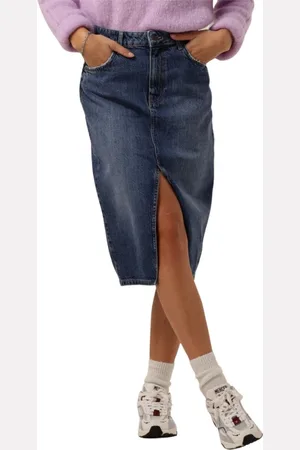 Object Rokken, Dames, Blauw, L, Denim, Denim Midi Rok Harlow Stijl