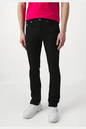 VERSACE Jeans, Heren, Zwart, W31, Denim, Zwart Goud Slim Milano Stretch Jeans