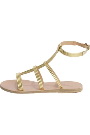 Ancient Greek Sandals Schoenen, Dames, Geel, 38 EU, Leer, Gouden Leren Enkelgebonden Sandaal