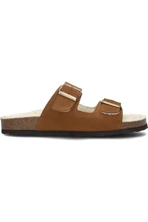 Lina Locchi Schoenen, Dames, Bruin, 38 EU, Suède, Suède Slippers met Gespsluiting