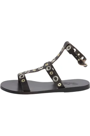 Ancient Greek Sandals Schoenen, Dames, Bruin, 36 EU, Leer, Bruin Leren Flip-Flop Metalen Hoepels
