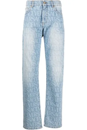 VERSACE Jeans, Heren, Blauw, W33, Katoen, Blauwe Jeans met Medusa Details