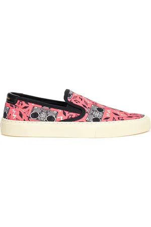 Saint Laurent Schoenen, Dames, Veelkleurig, 39 EU, Katoen, Canvas Slip-On met Radio Print