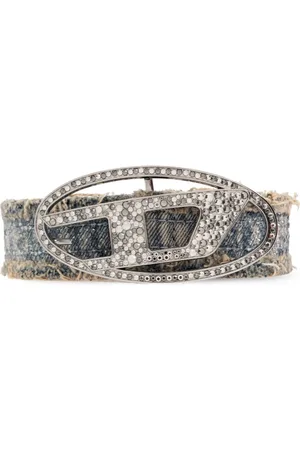 Diesel Accessoires, Dames, Blauw, 70 CM, Denim, Denim Riem B-1Dr Strass