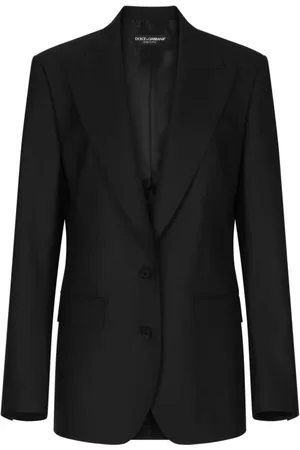 Dolce & Gabbana Jassen, Dames, Zwart, XS, Zwarte Jassen met Peak Revers