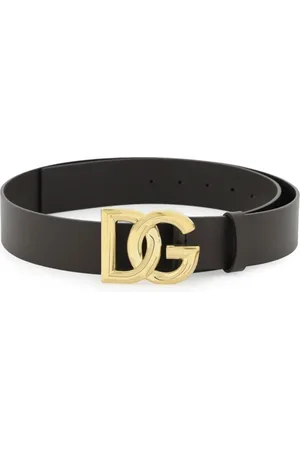 Dolce & Gabbana Accessoires, Heren, Bruin, 85 CM, Leer, Luxe Leren Riem met DG Gesp
