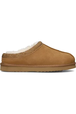 Lina Locchi Schoenen, Dames, Bruin, 40 EU, Wol, Cognac Wol Klomp met Glitter