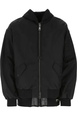Dolce & Gabbana Jassen, Heren, Zwart, S, Nylon, Stijlvolle Zwarte Nylon Bomberjack