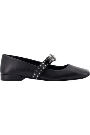 VERSACE Schoenen, Dames, Zwart, 38 1/2 EU, Leer, Zwarte Ballerina