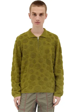 Brain Dead Truien, Heren, Groen, L, Katoen, Polka Dot Half-Zip Sweater