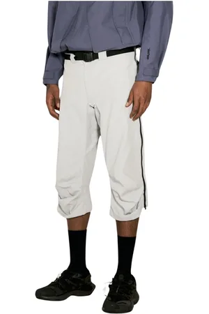 GR10K Broeken, Heren, Grijs, S, Katoen, Shell Weave cropped broek met gerimpeld paneel