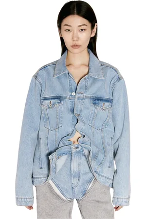 Y / PROJECT Jassen, Dames, Blauw, S, Denim, Wire Denim Jacket