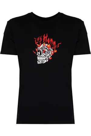 Les Hommes Tops, Heren, Zwart, L, Katoen, Klassieke Ronde Hals T-Shirt