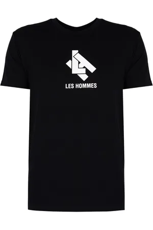 Les Hommes Tops, Heren, Zwart, S, Katoen, Elegante Ronde Hals T-Shirt