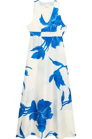 Oltre Kleedjes, Dames, Veelkleurig, S, Polyester, Satin Jurk met Bloemenpatroon