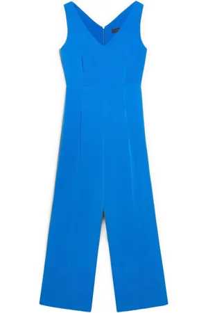 Elena Miro Jumpsuits & Playsuits, Dames, Blauw, S, Polyester, Cady Overall met V-hals en rits