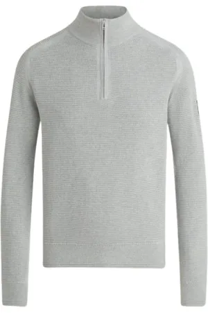 Belstaff Truien, Heren, Grijs, M, Katoen, Lichtgrijs Quarter Zip Jumper