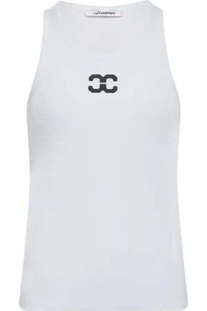 Co`Couture Tops, Dames, Wit, M, Katoen, Wit Katoenen Tanktop