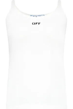 OFF-WHITE Tops, Dames, Wit, S, Katoen, Mouwloze Top