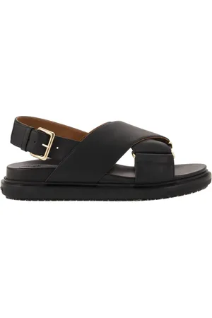 Marni Schoenen, Dames, Zwart, 36 EU, Leer, Fussbett Sandalen