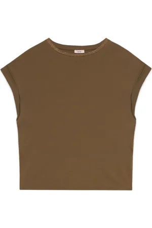 Oltre Tops, Dames, Groen, L, Katoen, T-shirt met Kimono-mouwen