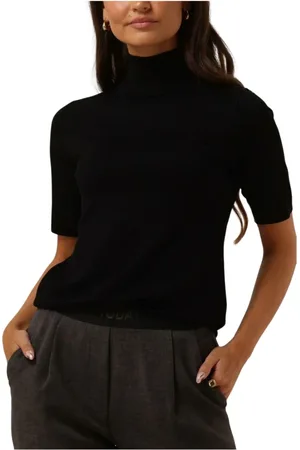 Minus Truien, Dames, Zwart, M, Roll Neck Knit Tops T-shirts