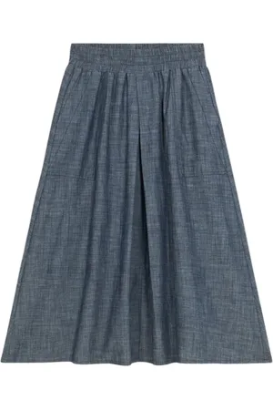 Oltre Rokken, Dames, Blauw, M, Denim, Denim-Effect Linnen Midi Rok