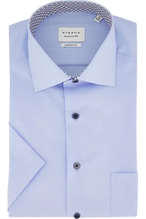 ETERNA Overhemden, Heren, Blauw, 2Xl, Katoen, Korte Mouw Zakelijk Overhemd Lichtblauw